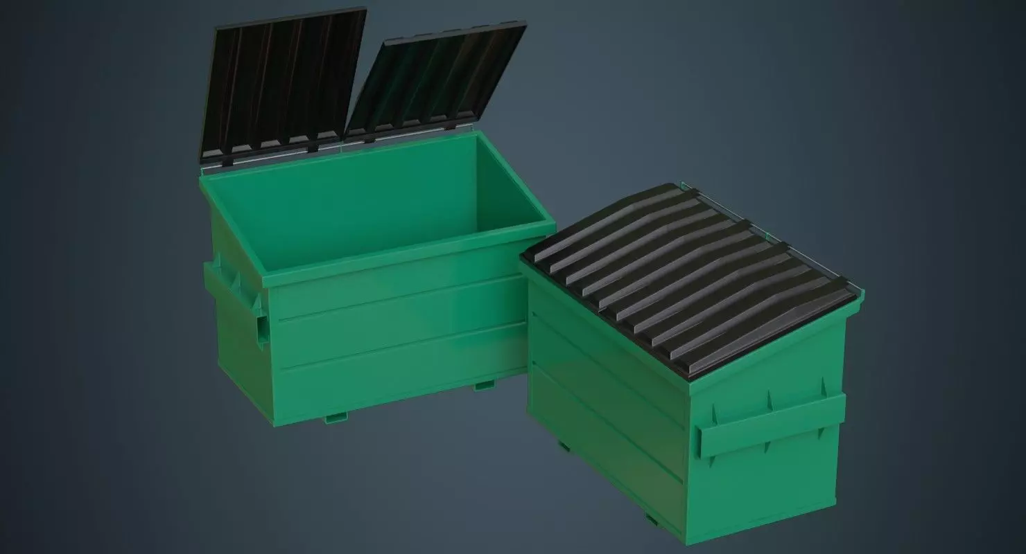Dumpster 2A Low-poly 3D model_0
