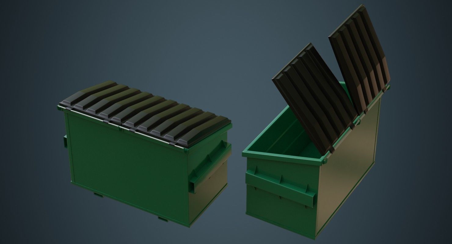 Dumpster 2A Low-poly 3D model_1