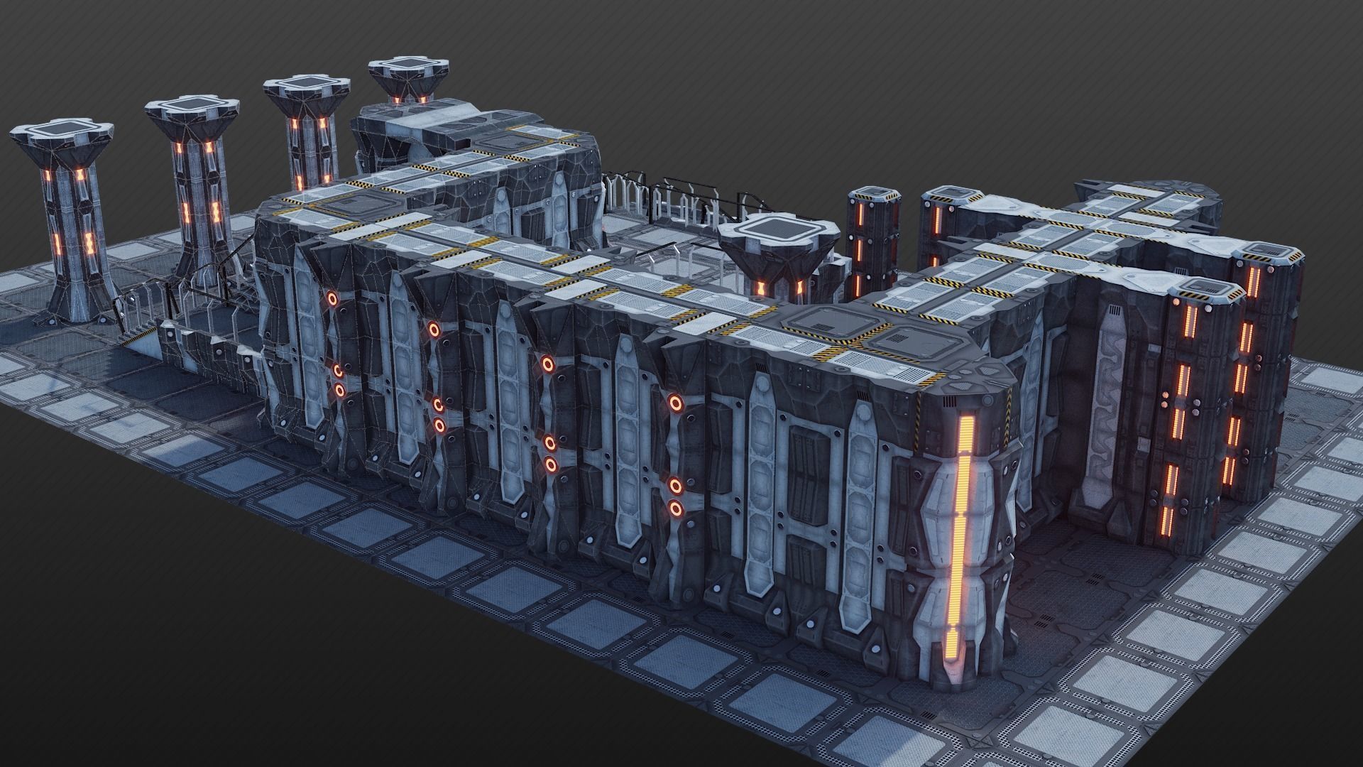 Sci-fi asset modules pack Low-poly 3D model_5