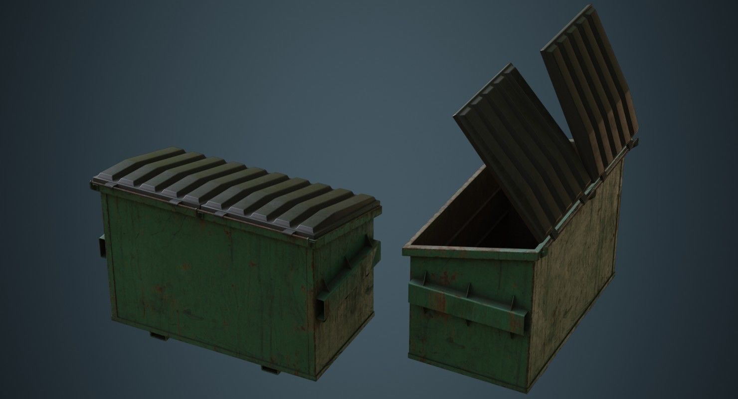 Dumpster 2B Low-poly 3D model_1