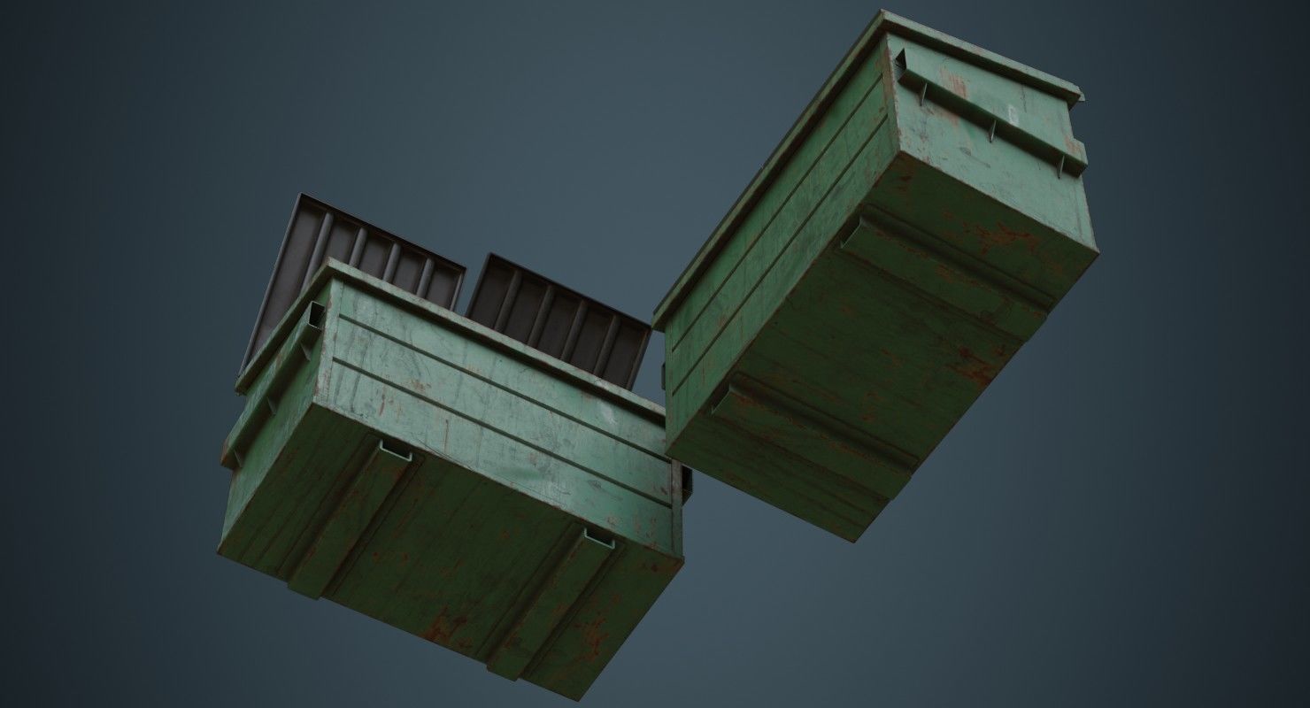 Dumpster 2B Low-poly 3D model_2