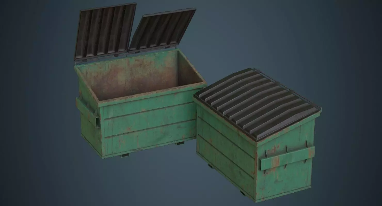 Dumpster 2B Low-poly 3D model_0