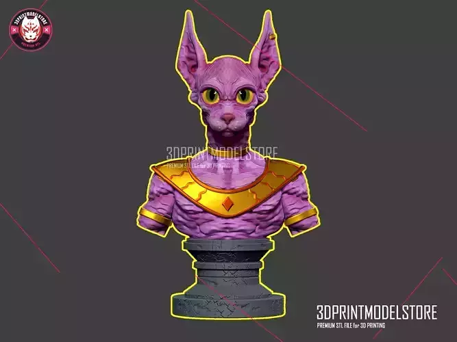 Sphynx Cat Beerus Dragon Ball Super Sculpture Miniature Bust 3D print model