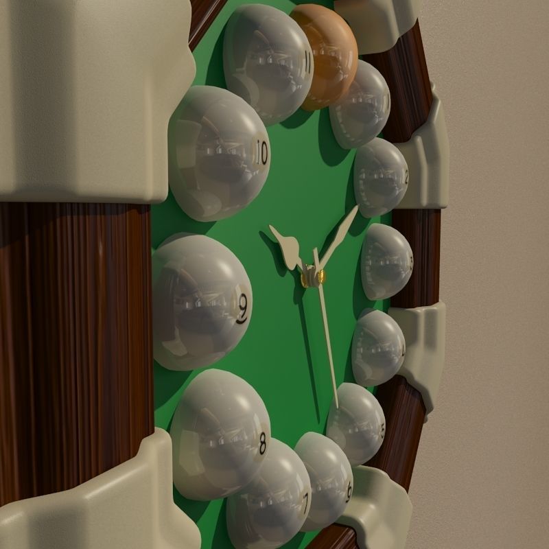 Wall clock billiard 3D model_2