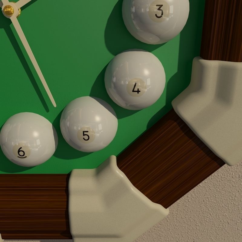 Wall clock billiard 3D model_3