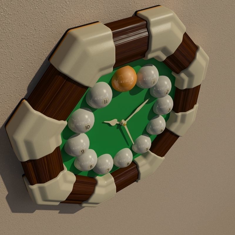 Wall clock billiard 3D model_5