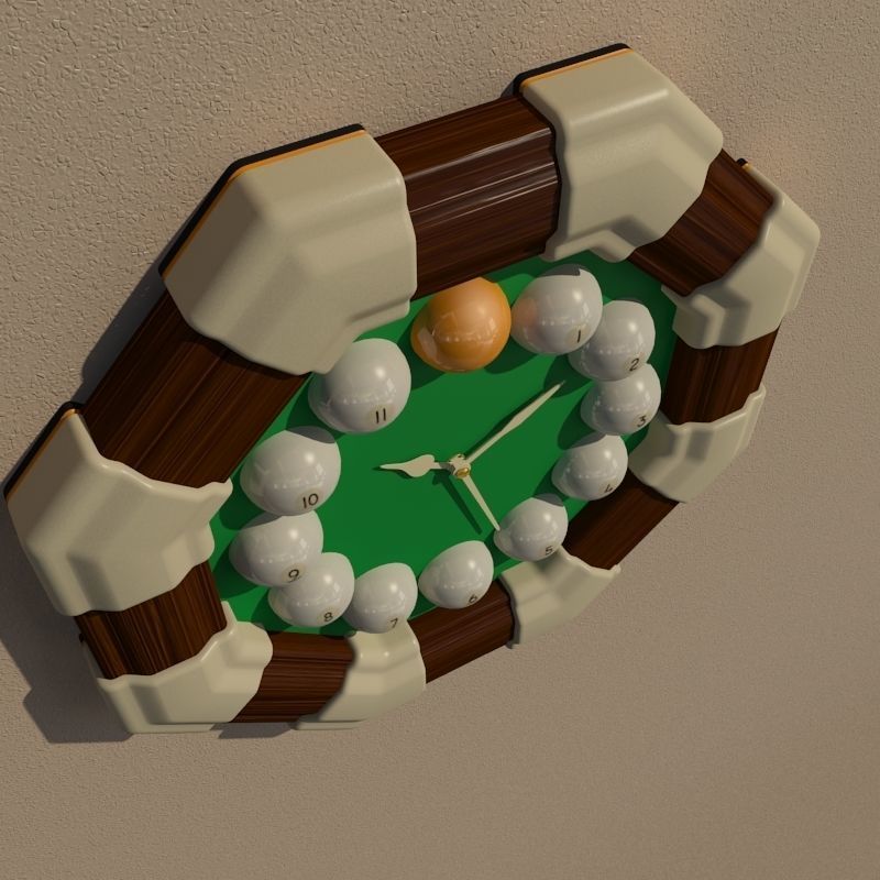 Wall clock billiard 3D model_4