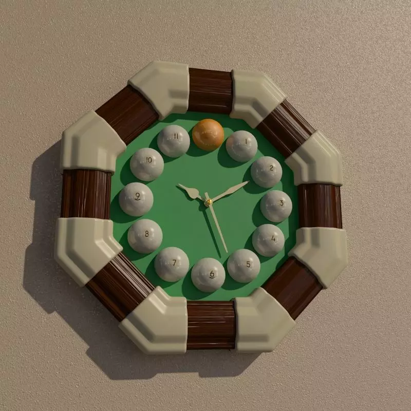 Wall clock billiard 3D model_0