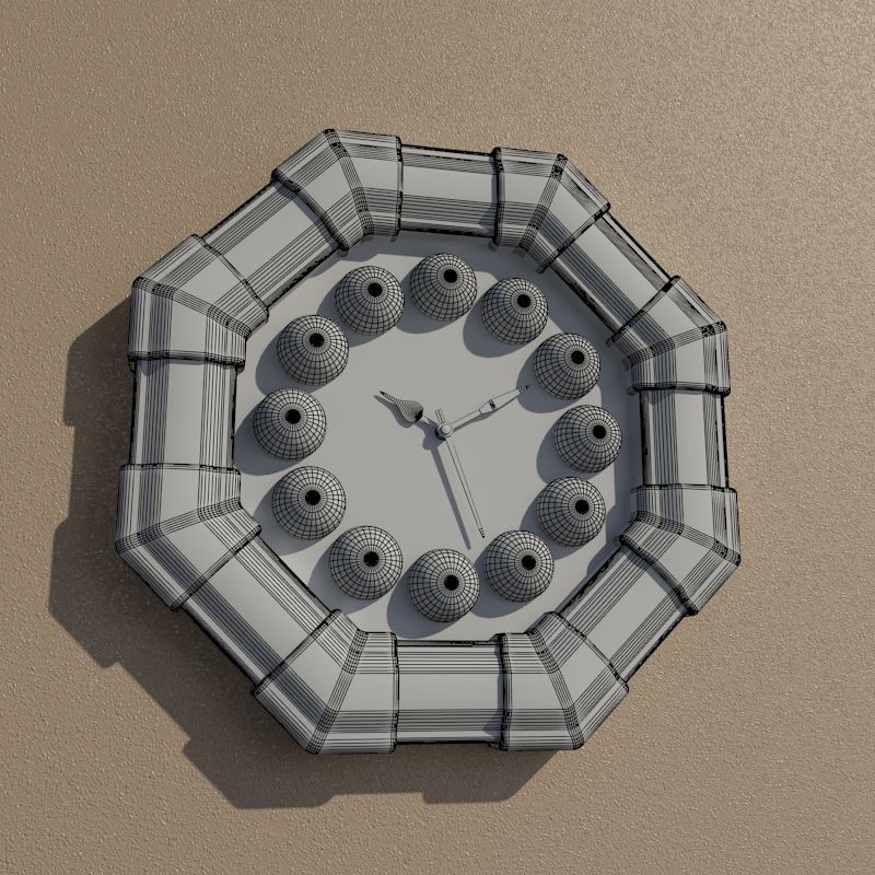 Wall clock billiard 3D model_6