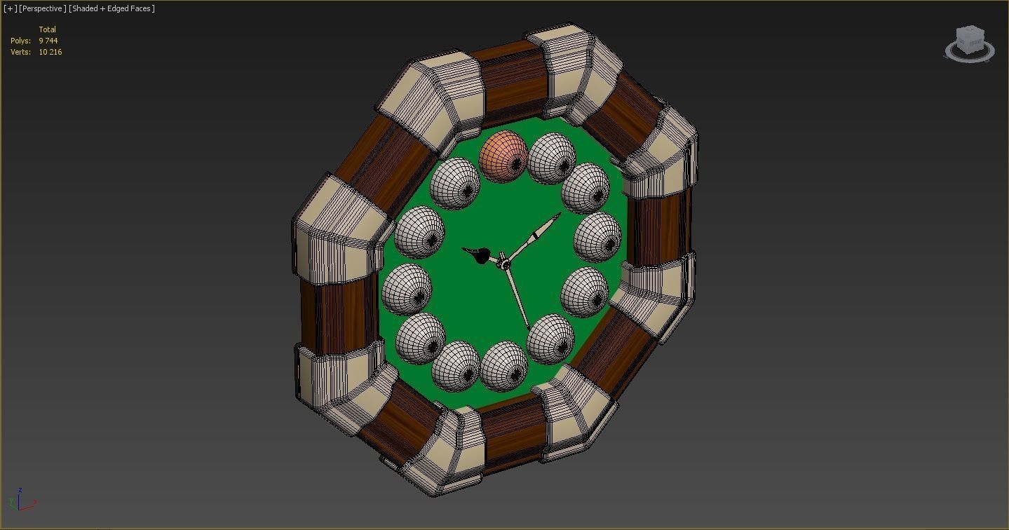 Wall clock billiard 3D model_12