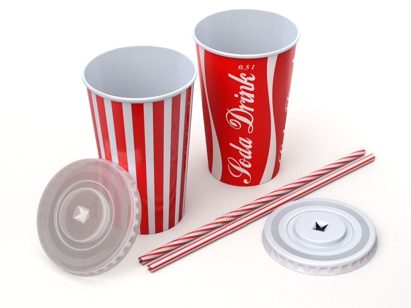 Drink Cup with Straw 3D model_2