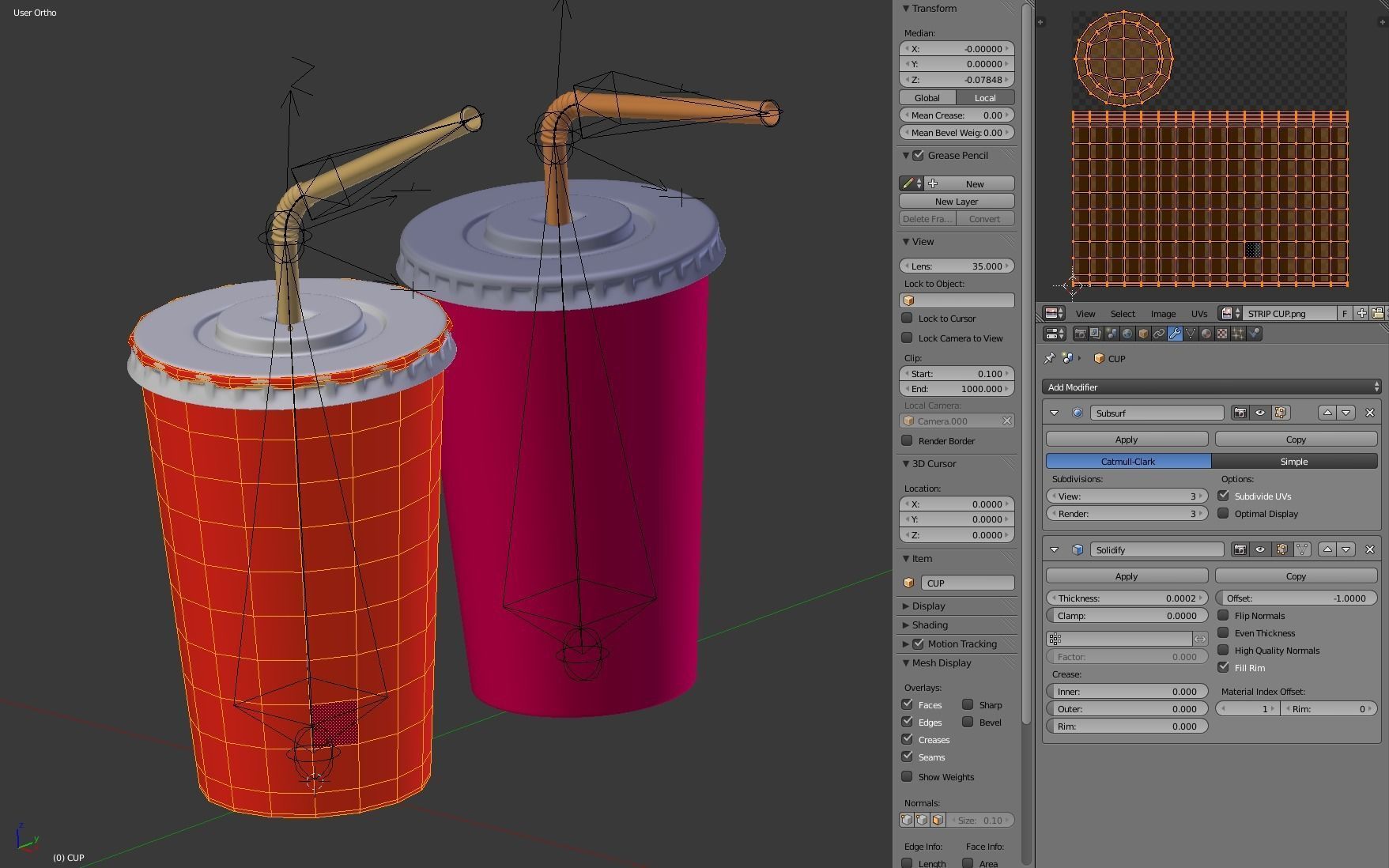 Drink Cup with Straw 3D model_15