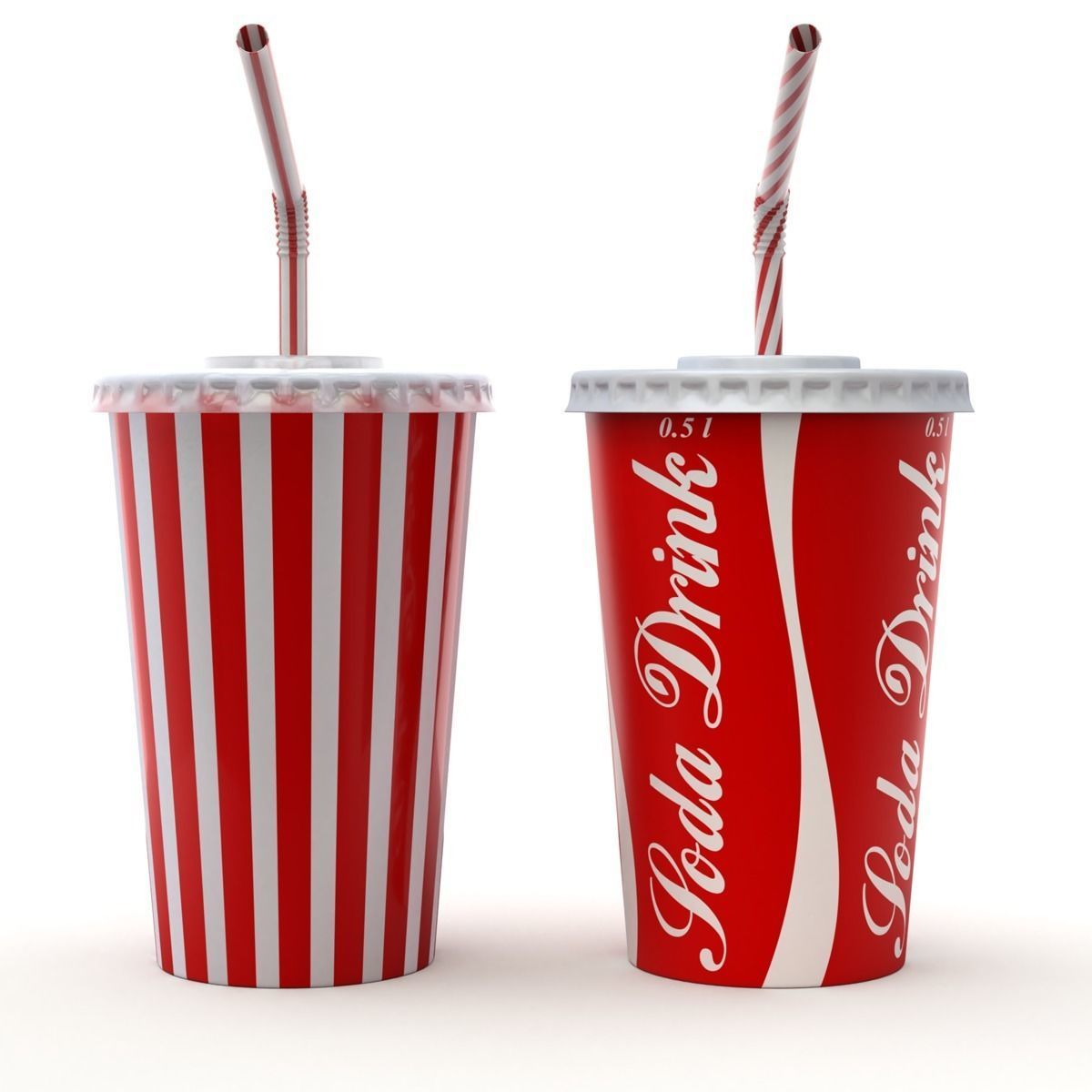 Drink Cup with Straw 3D model_3