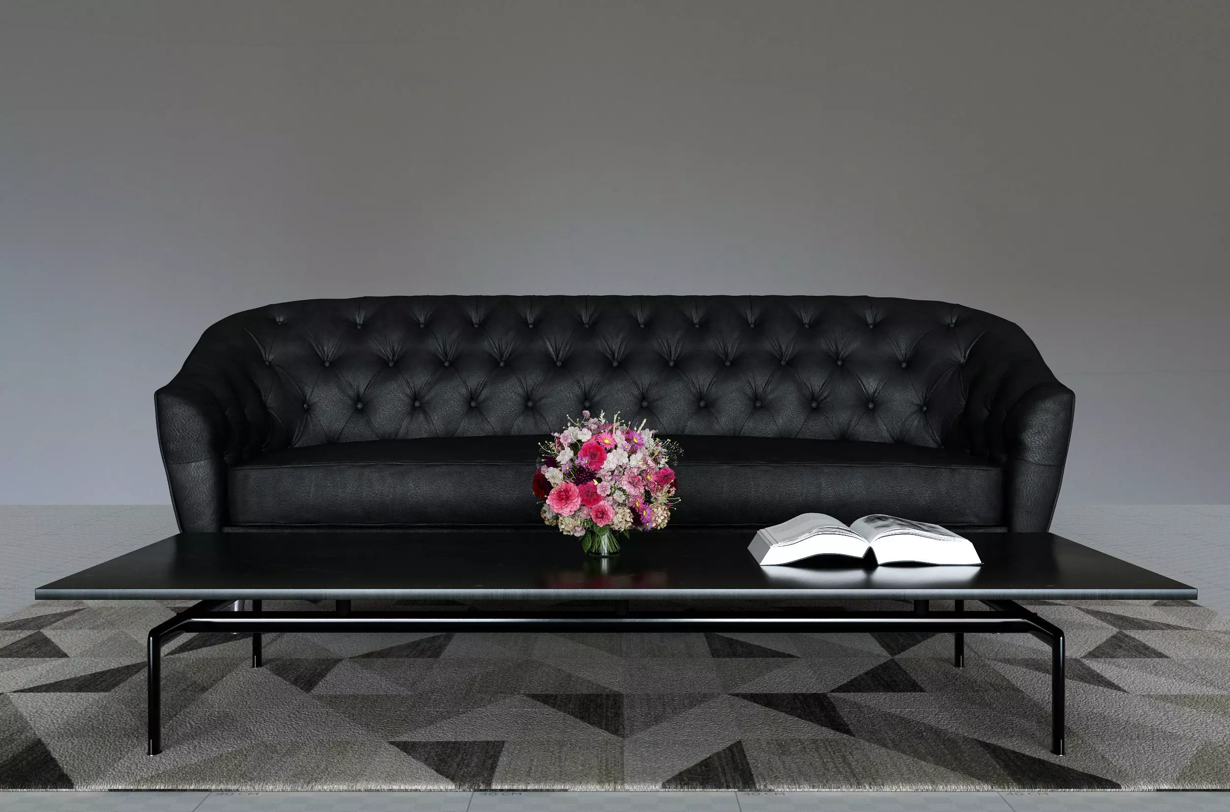 Sofa-002 leather sofa and coffee table 3D model_0