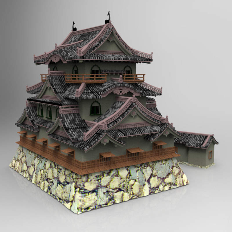 Hikone Castle in Studio Max obj and fbx formats 3D model_2