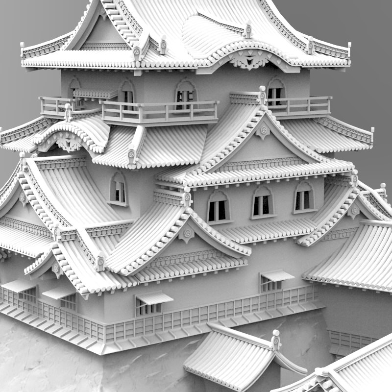 Hikone Castle in Studio Max obj and fbx formats 3D model_9