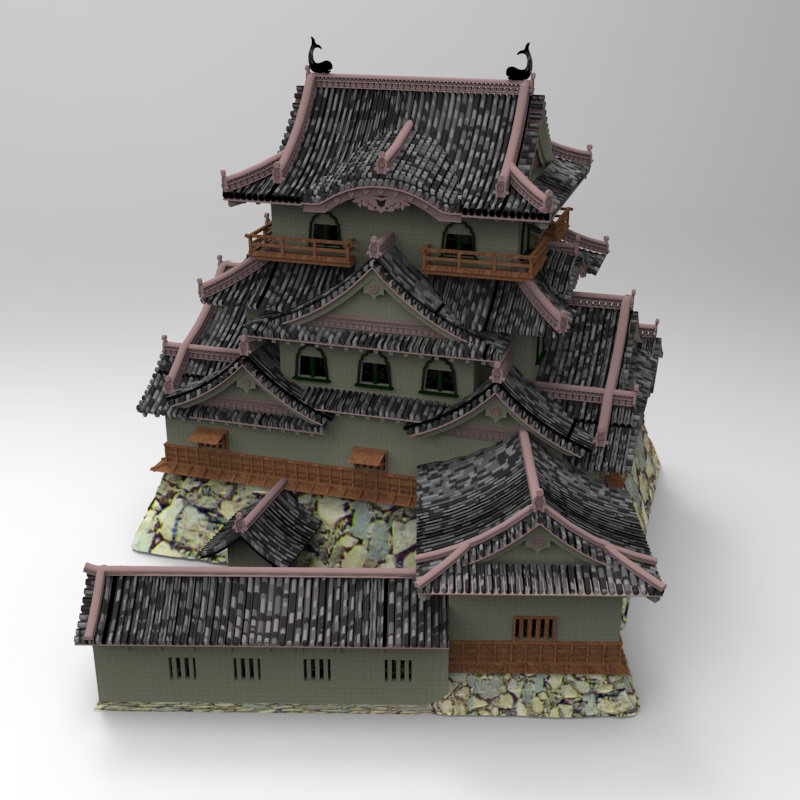 Hikone Castle in Studio Max obj and fbx formats 3D model_4