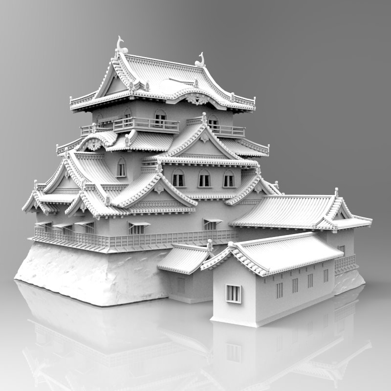 Hikone Castle in Studio Max obj and fbx formats 3D model_8