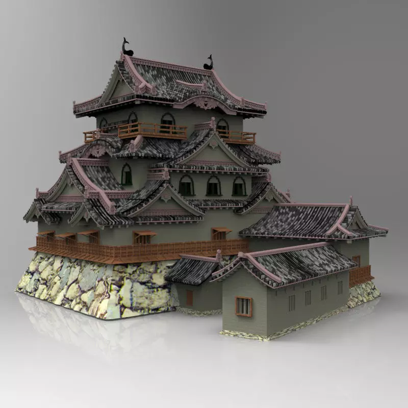 Hikone Castle in Studio Max obj and fbx formats 3D model_0