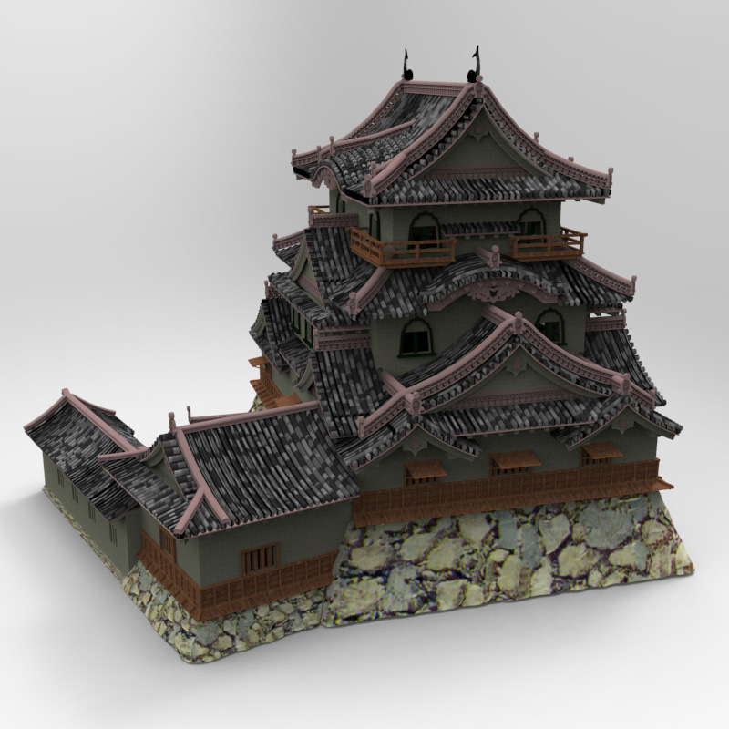 Hikone Castle in Studio Max obj and fbx formats 3D model_6