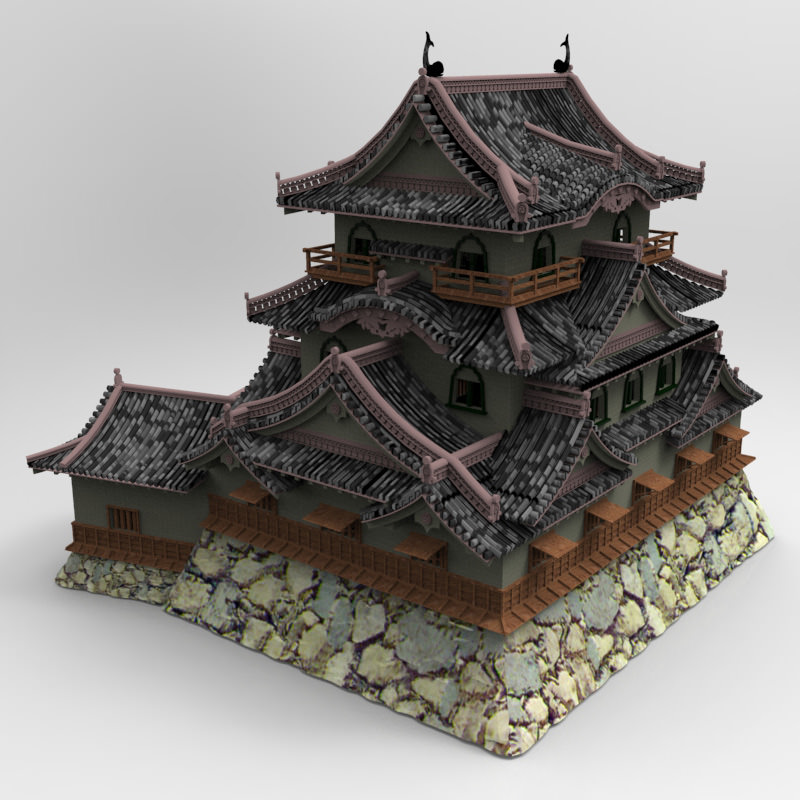 Hikone Castle in Studio Max obj and fbx formats 3D model_7