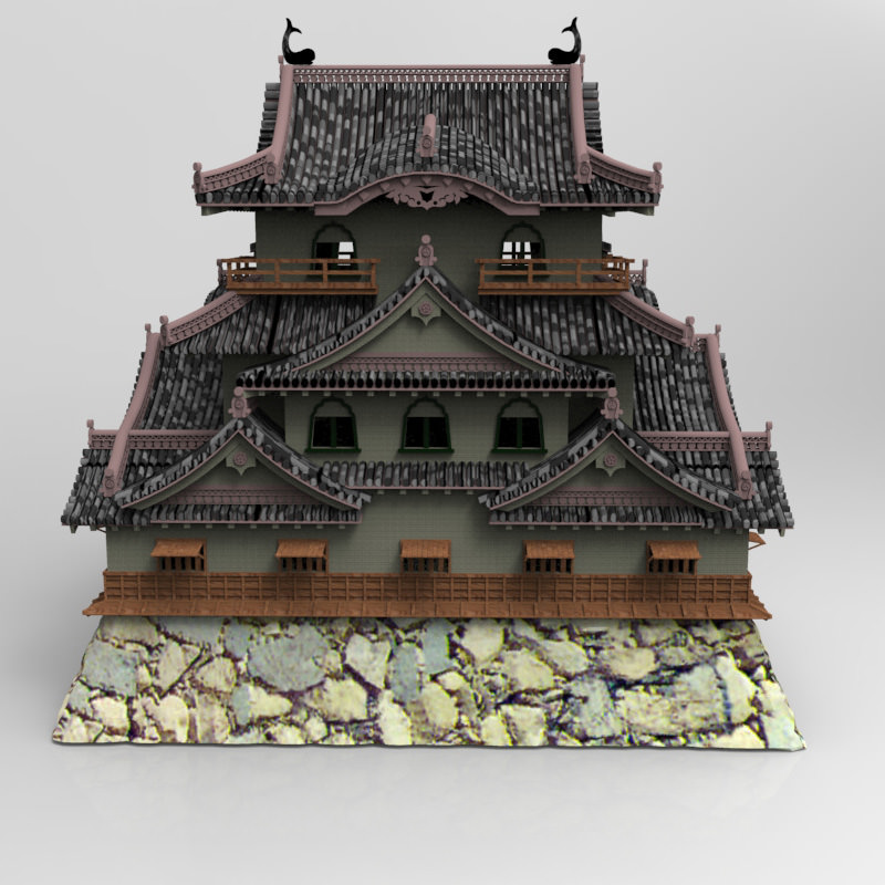 Hikone Castle in Studio Max obj and fbx formats 3D model_1