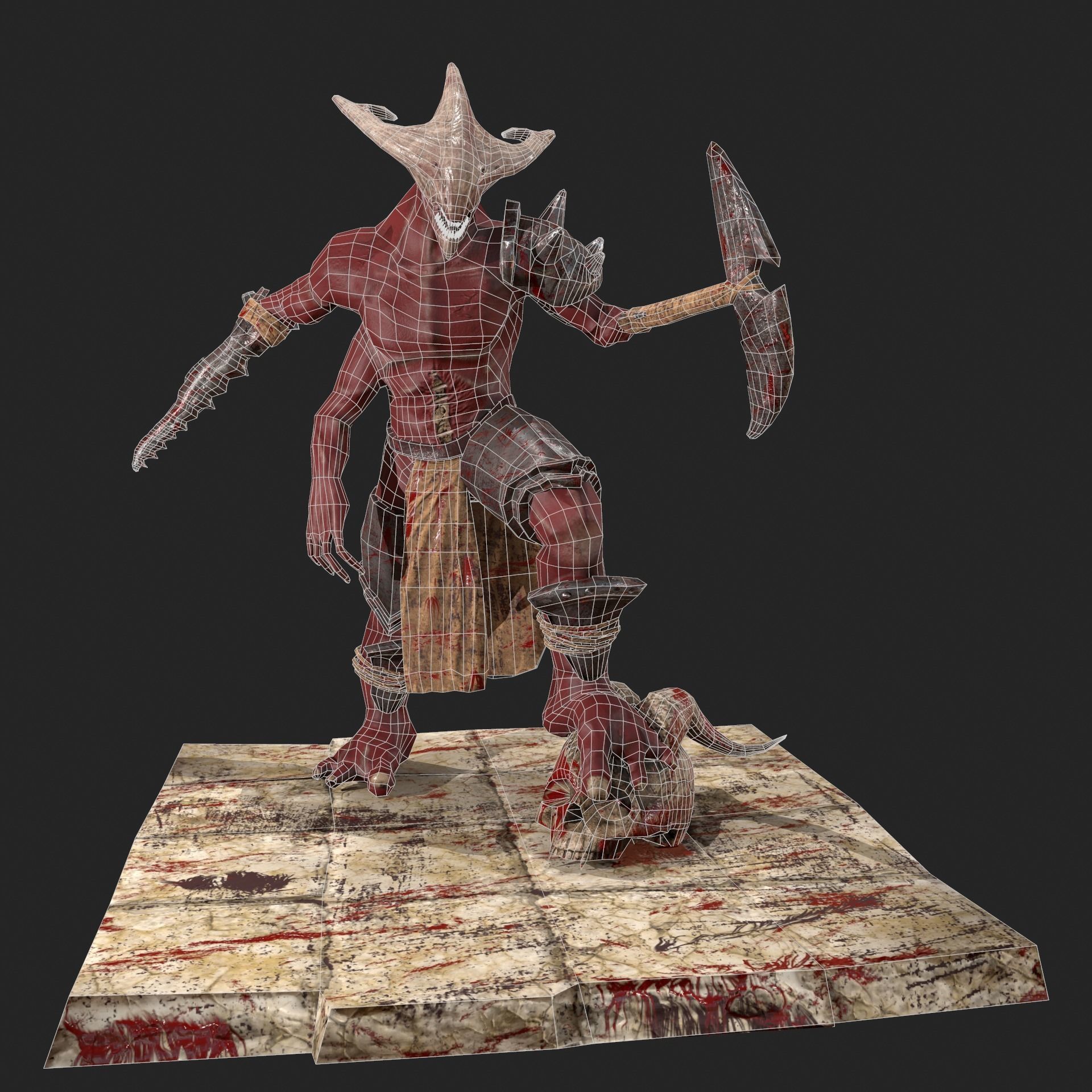 Demon low poly and printable 3D print model_4