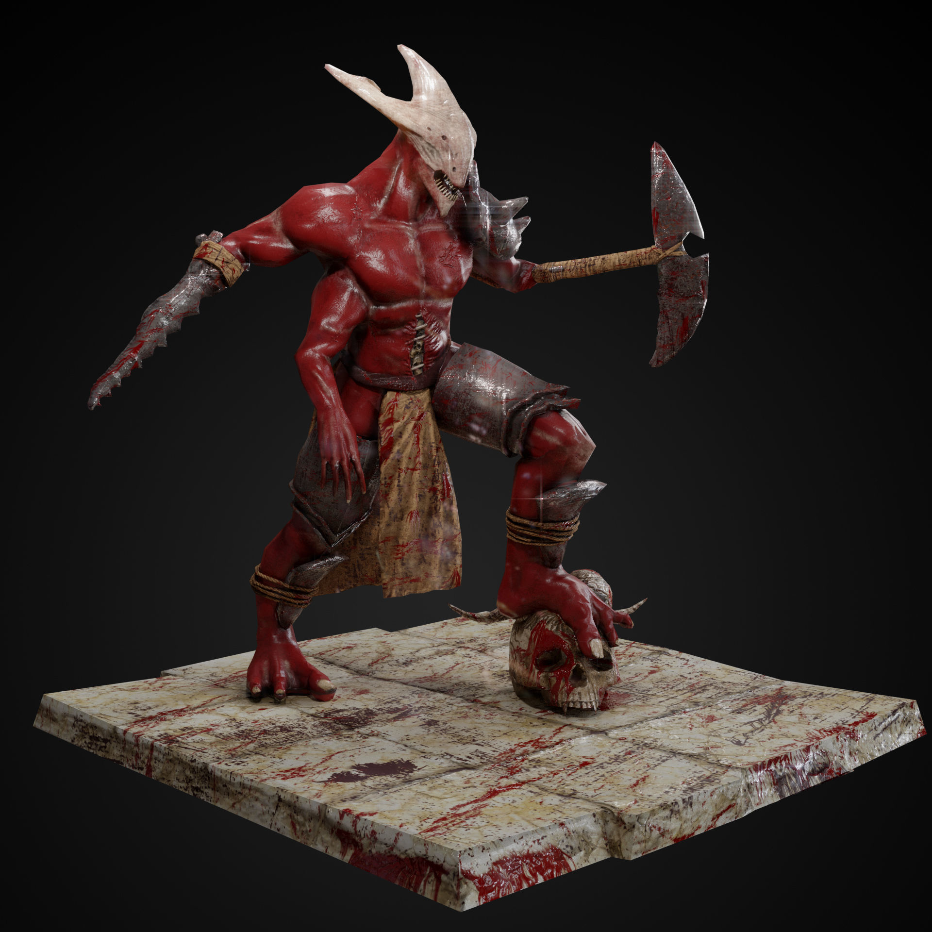 Demon low poly and printable 3D print model_1