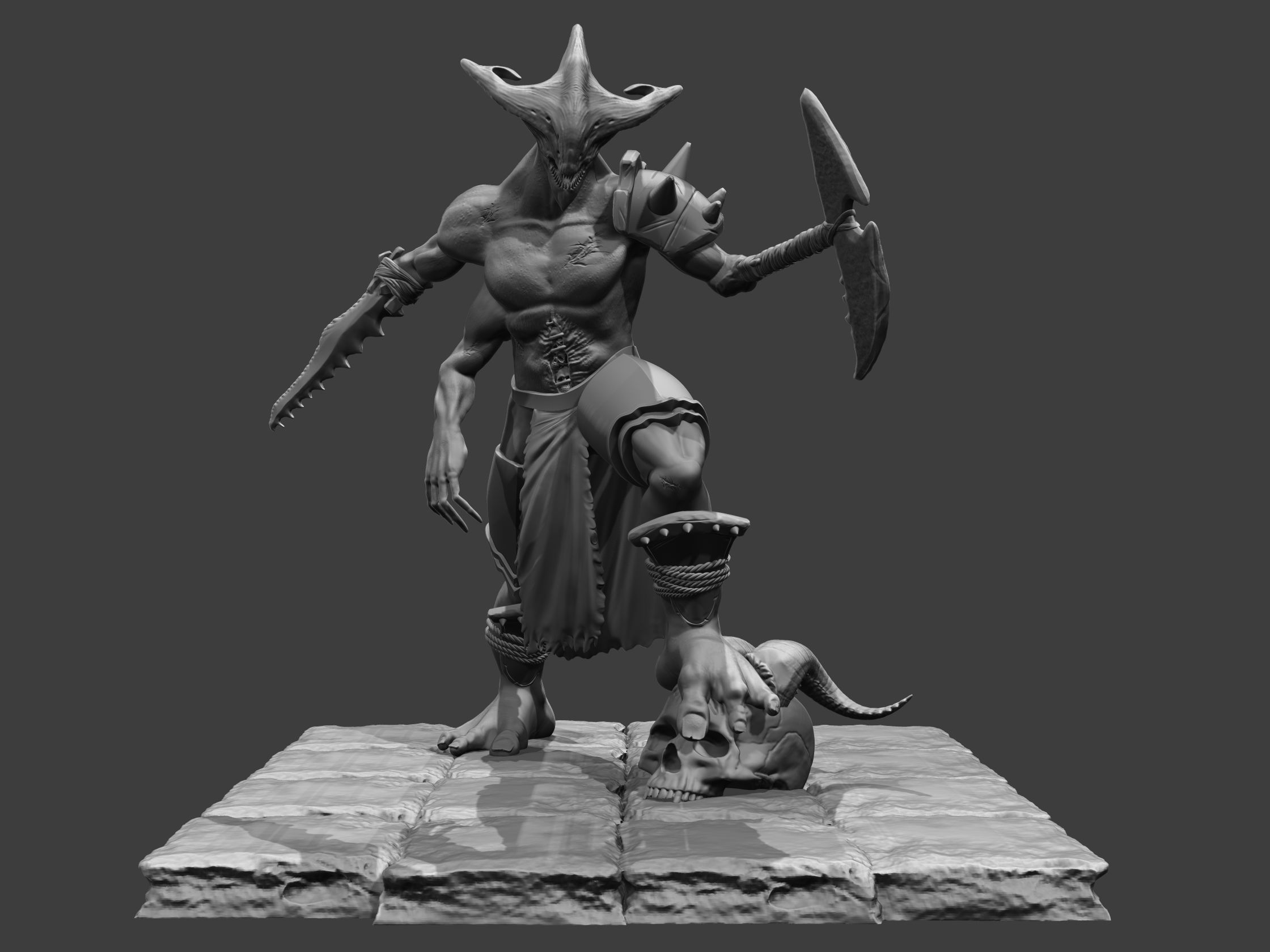 Demon low poly and printable 3D print model_5