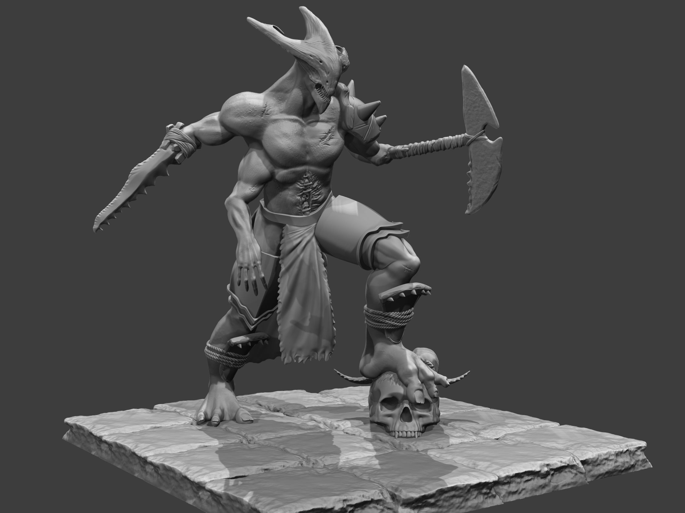 Demon low poly and printable 3D print model_7