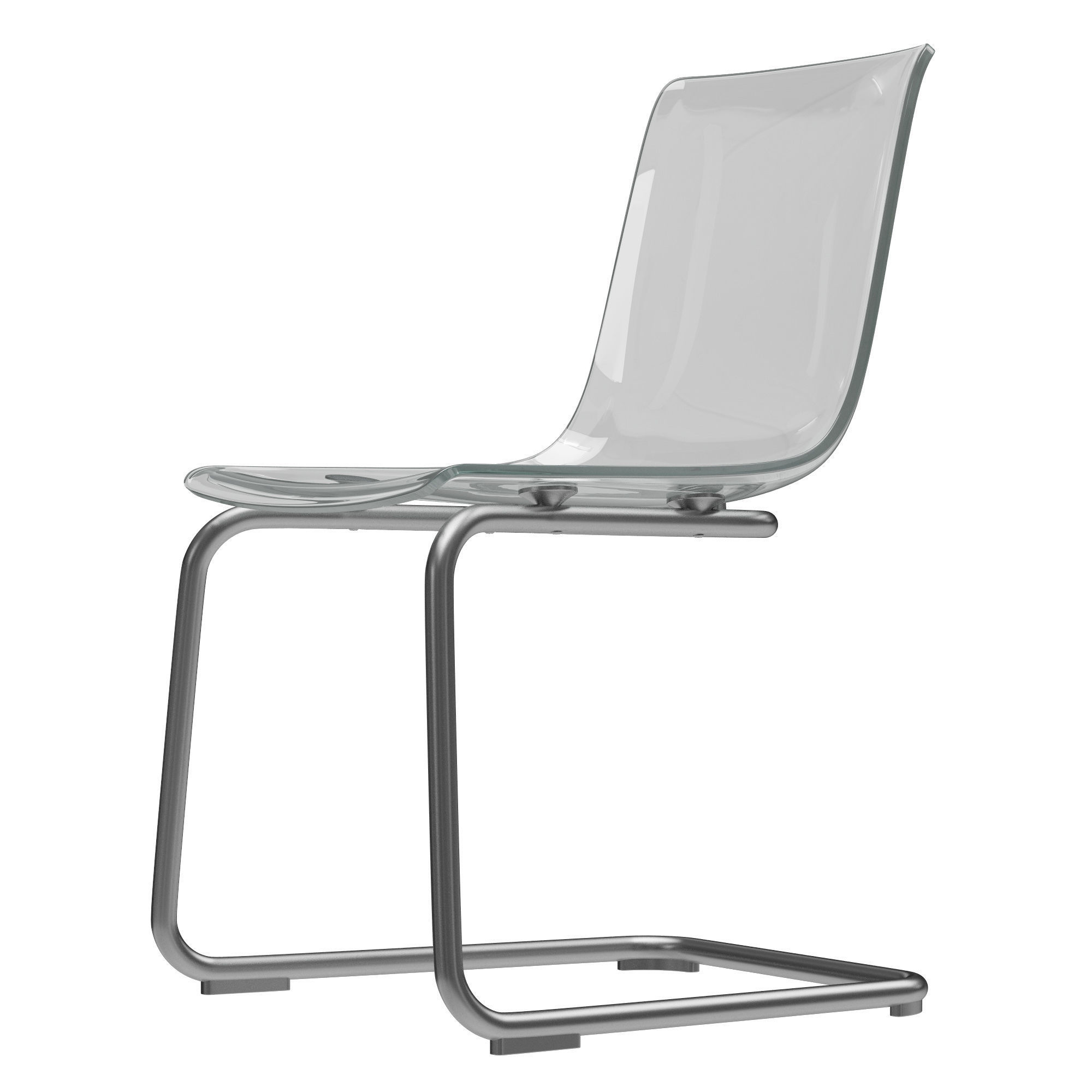 TOBIAS modern dining chair with chrome frame and clear glass ... 3D model_2