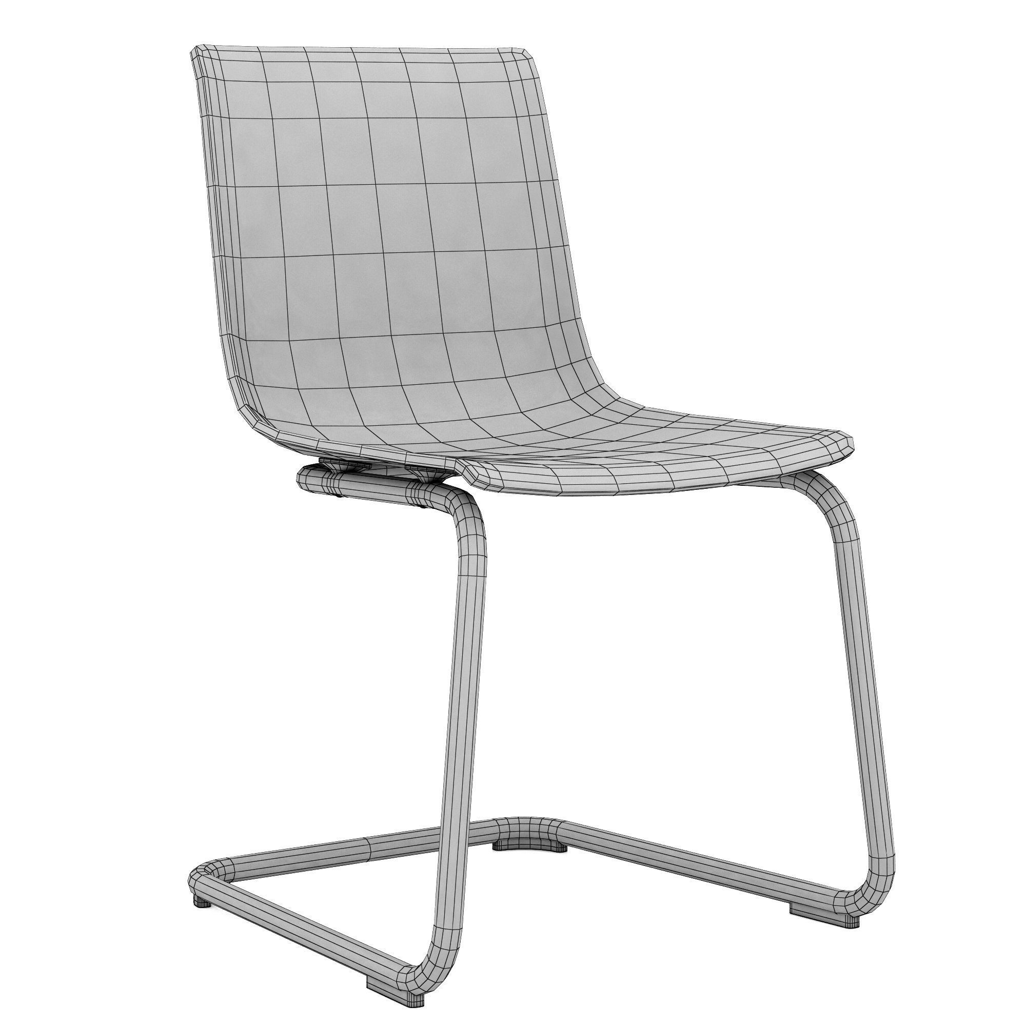 TOBIAS modern dining chair with chrome frame and clear glass ... 3D model_8