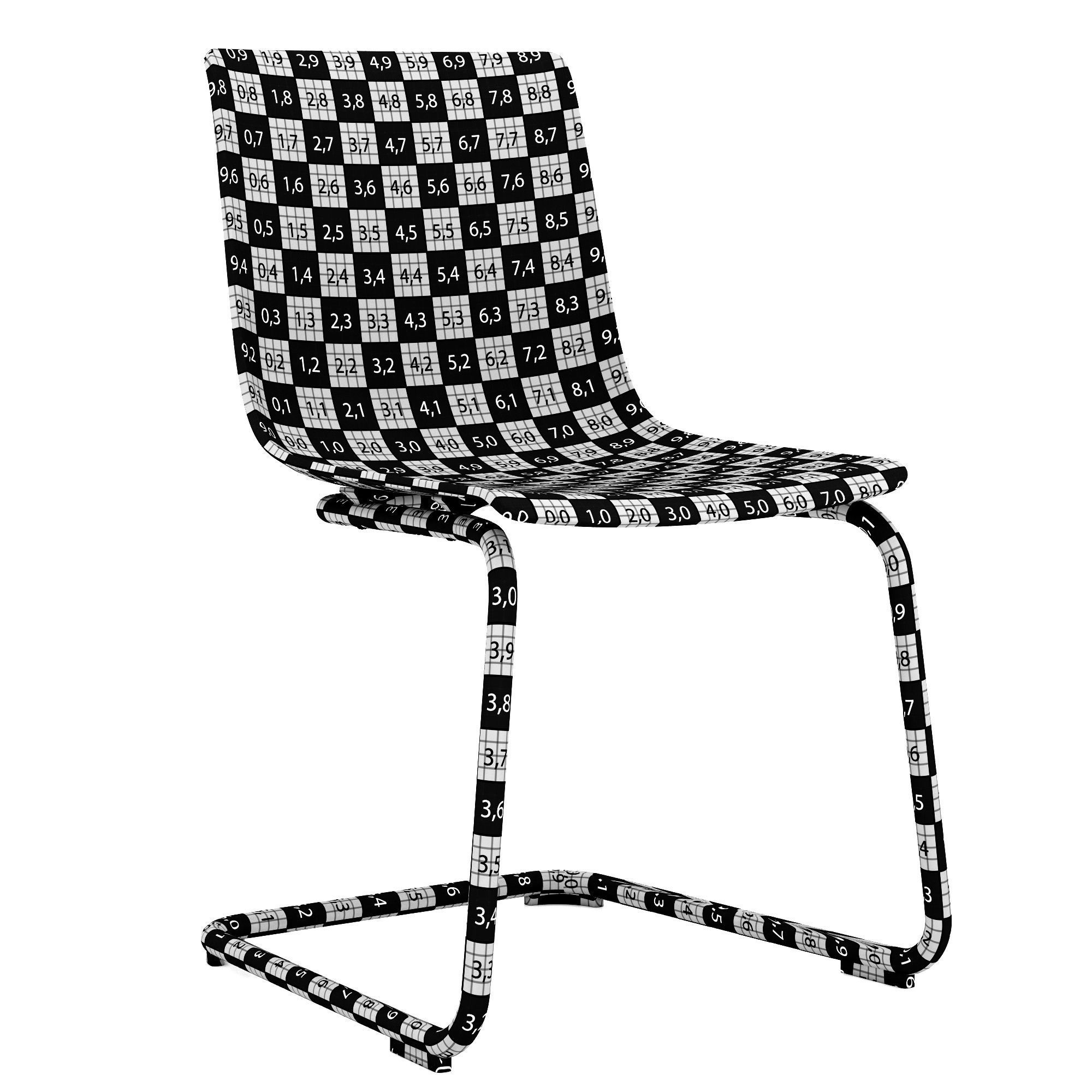 TOBIAS modern dining chair with chrome frame and clear glass ... 3D model_7