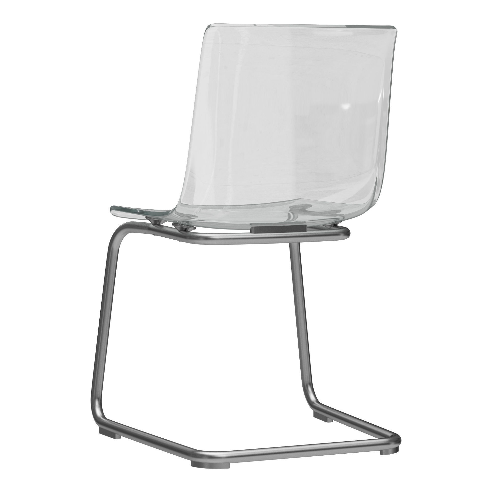 TOBIAS modern dining chair with chrome frame and clear glass ... 3D model_4