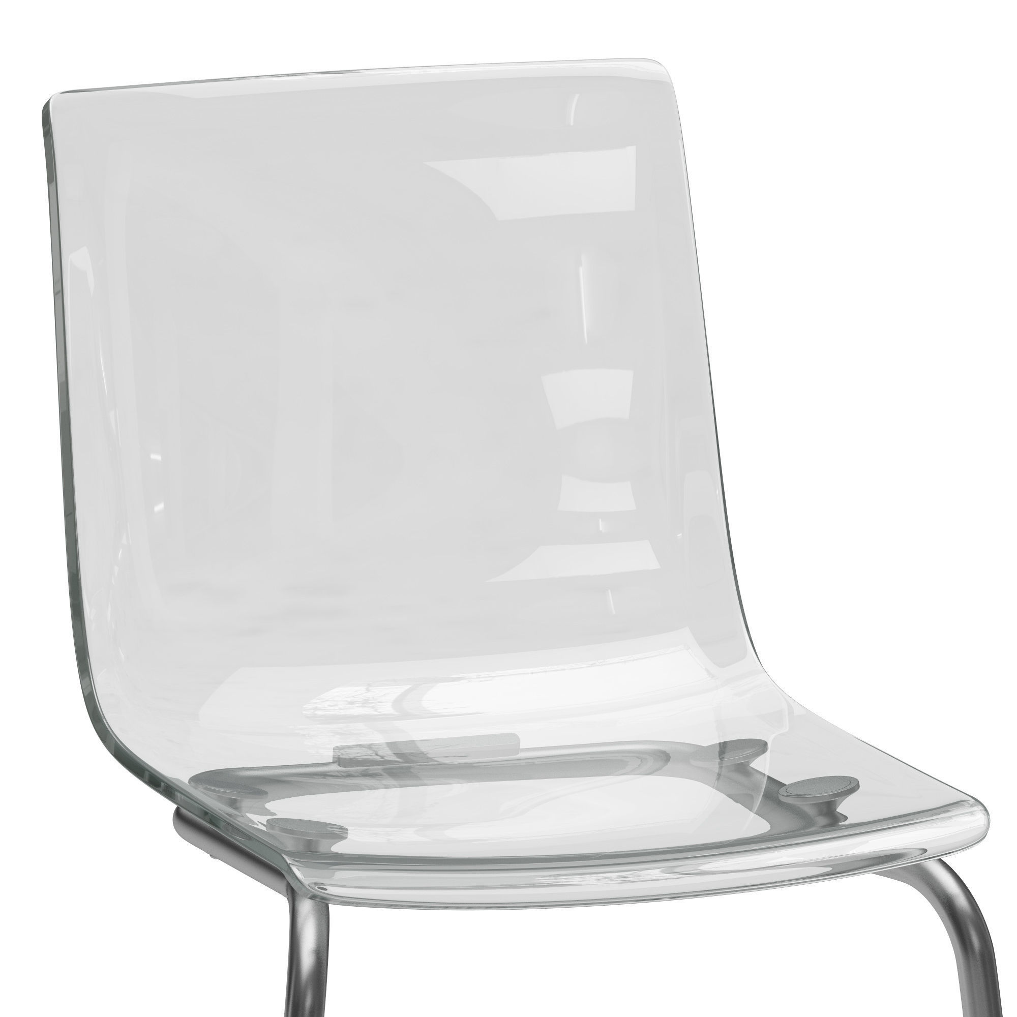 TOBIAS modern dining chair with chrome frame and clear glass ... 3D model_3