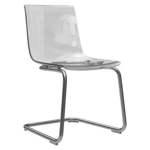TOBIAS modern dining chair with chrome frame and clear glass seat