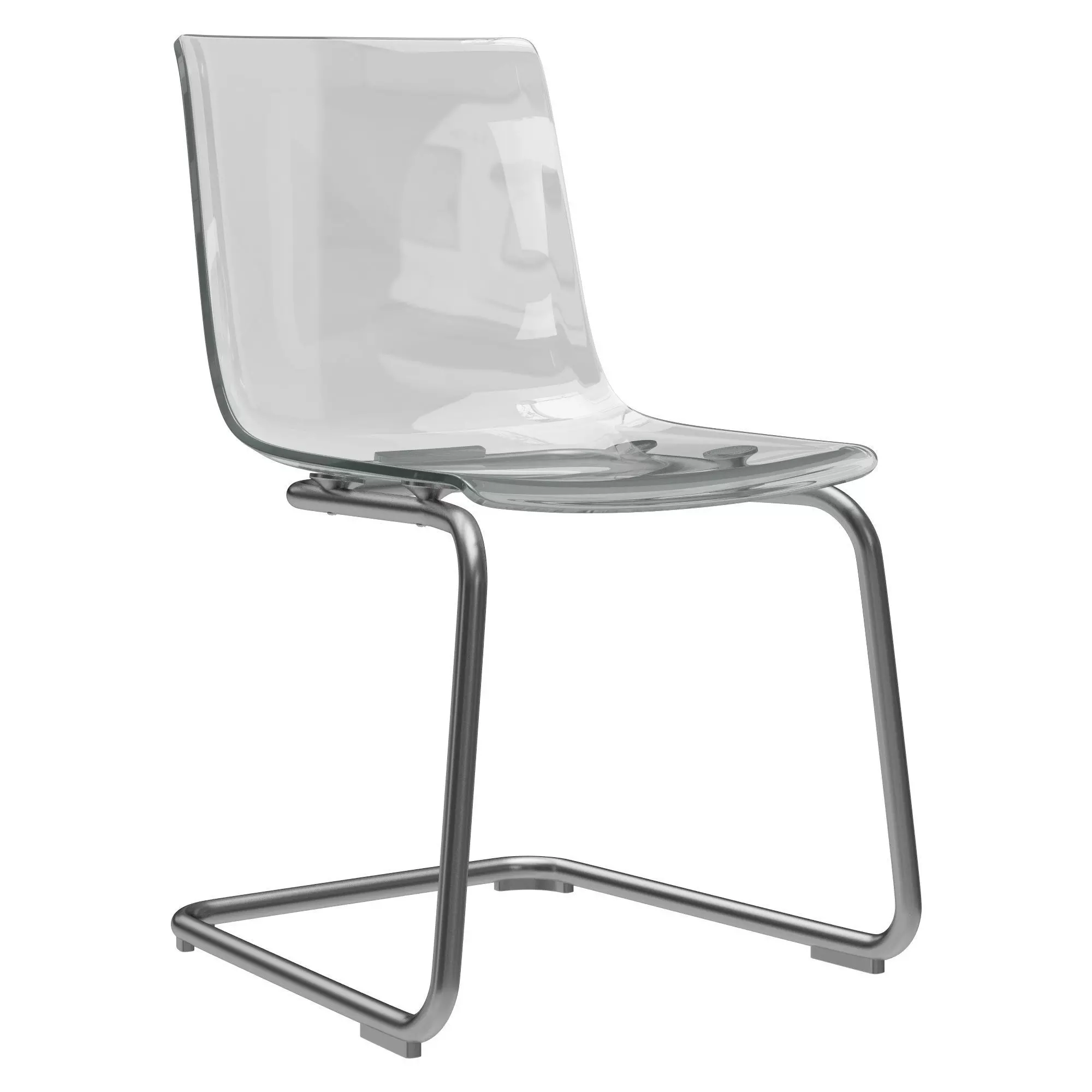 TOBIAS modern dining chair with chrome frame and clear glass ... 3D model_0
