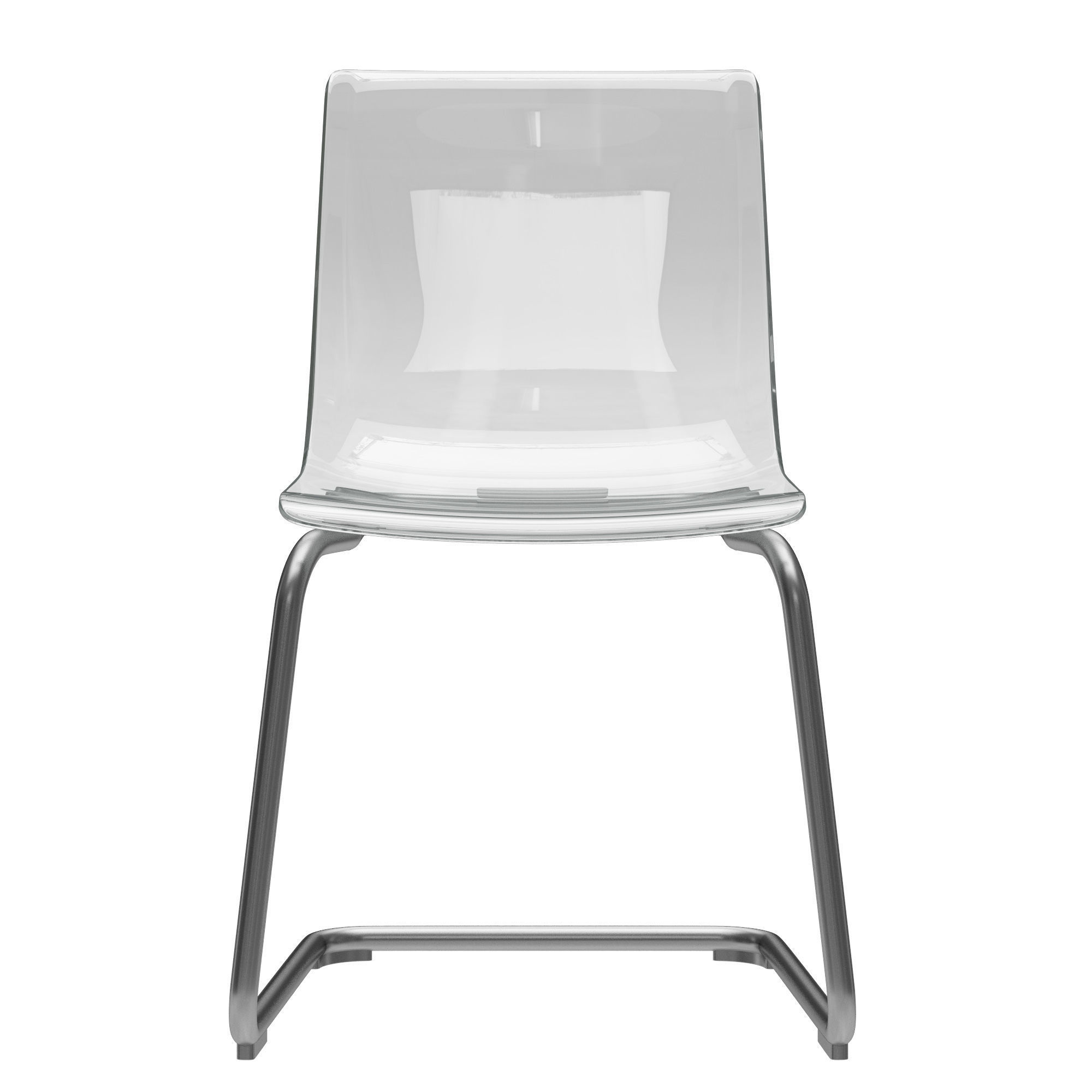 TOBIAS modern dining chair with chrome frame and clear glass ... 3D model_6