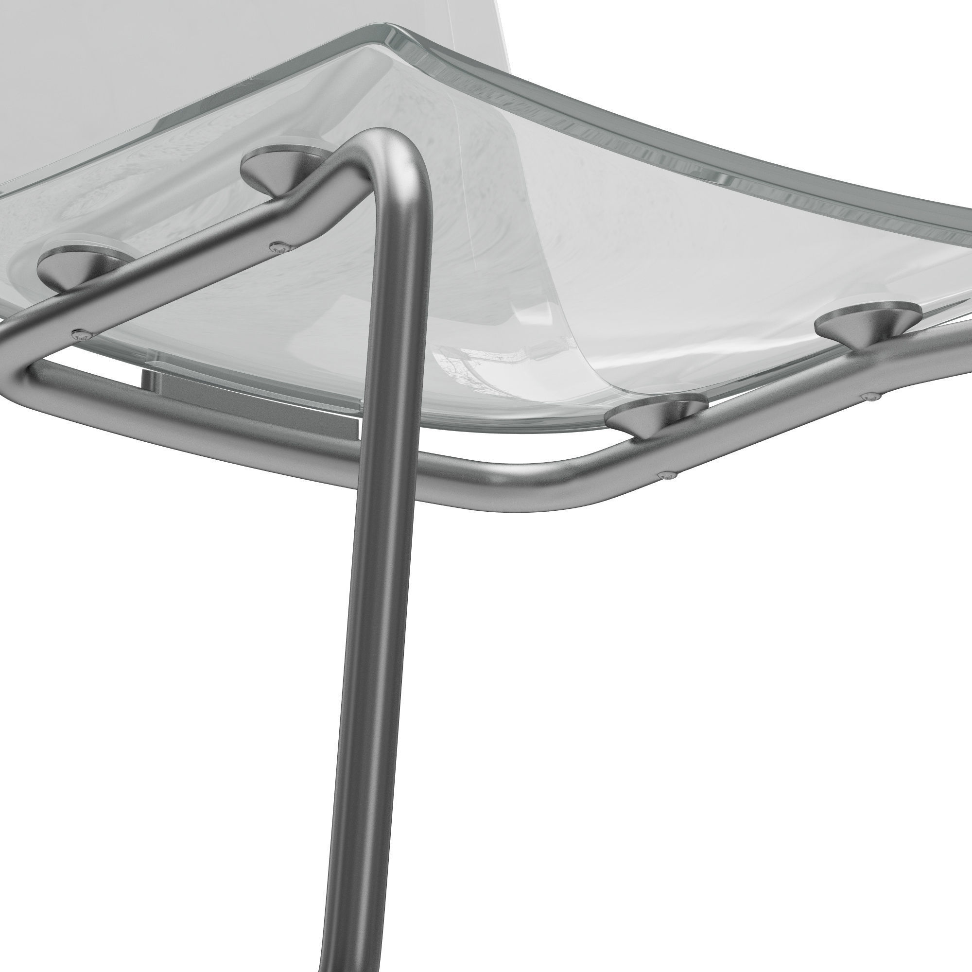 TOBIAS modern dining chair with chrome frame and clear glass ... 3D model_5