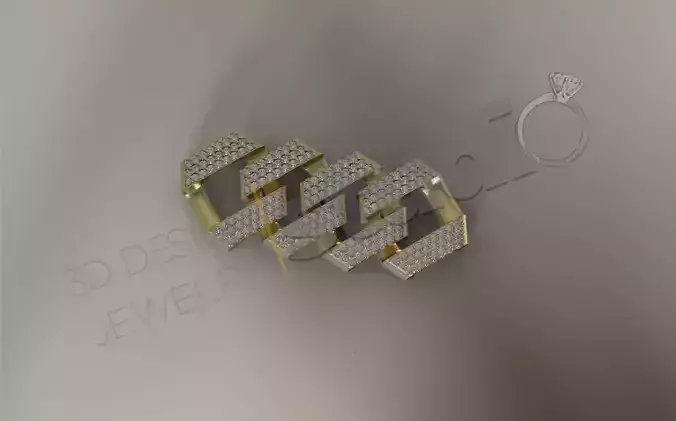 Cuban chain link design with gems 3d model