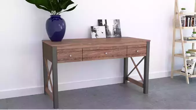 Rustic Wooden and Metal Desk for Office