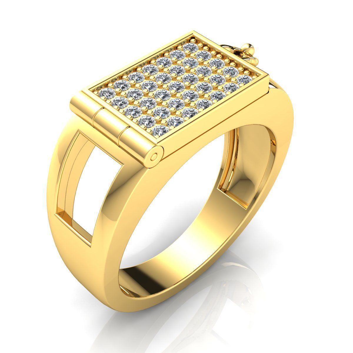 Fancy Mans Diamond Ring 3d Model Render Detail 3D print model_2