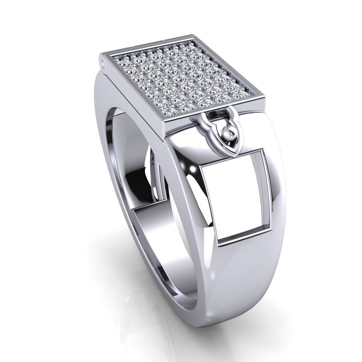 Fancy Mans Diamond Ring 3d Model Render Detail 3D print model_10