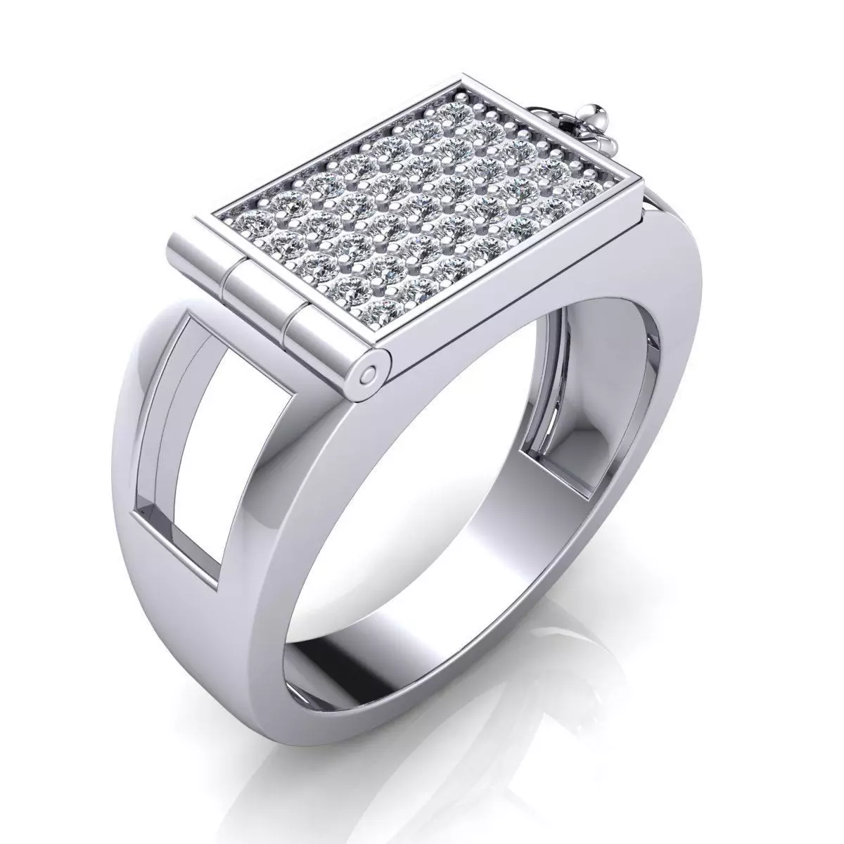 Fancy Mans Diamond Ring 3d Model Render Detail 3D print model_0