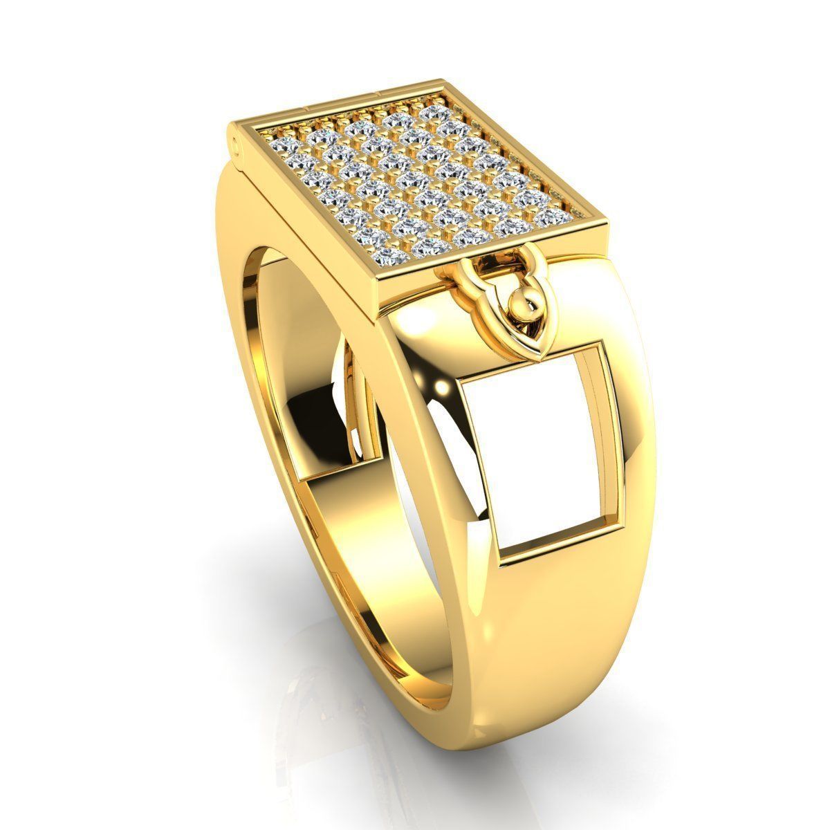Fancy Mans Diamond Ring 3d Model Render Detail 3D print model_12