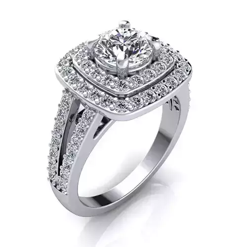 Two Halo Diamond Ring 3d Model print 