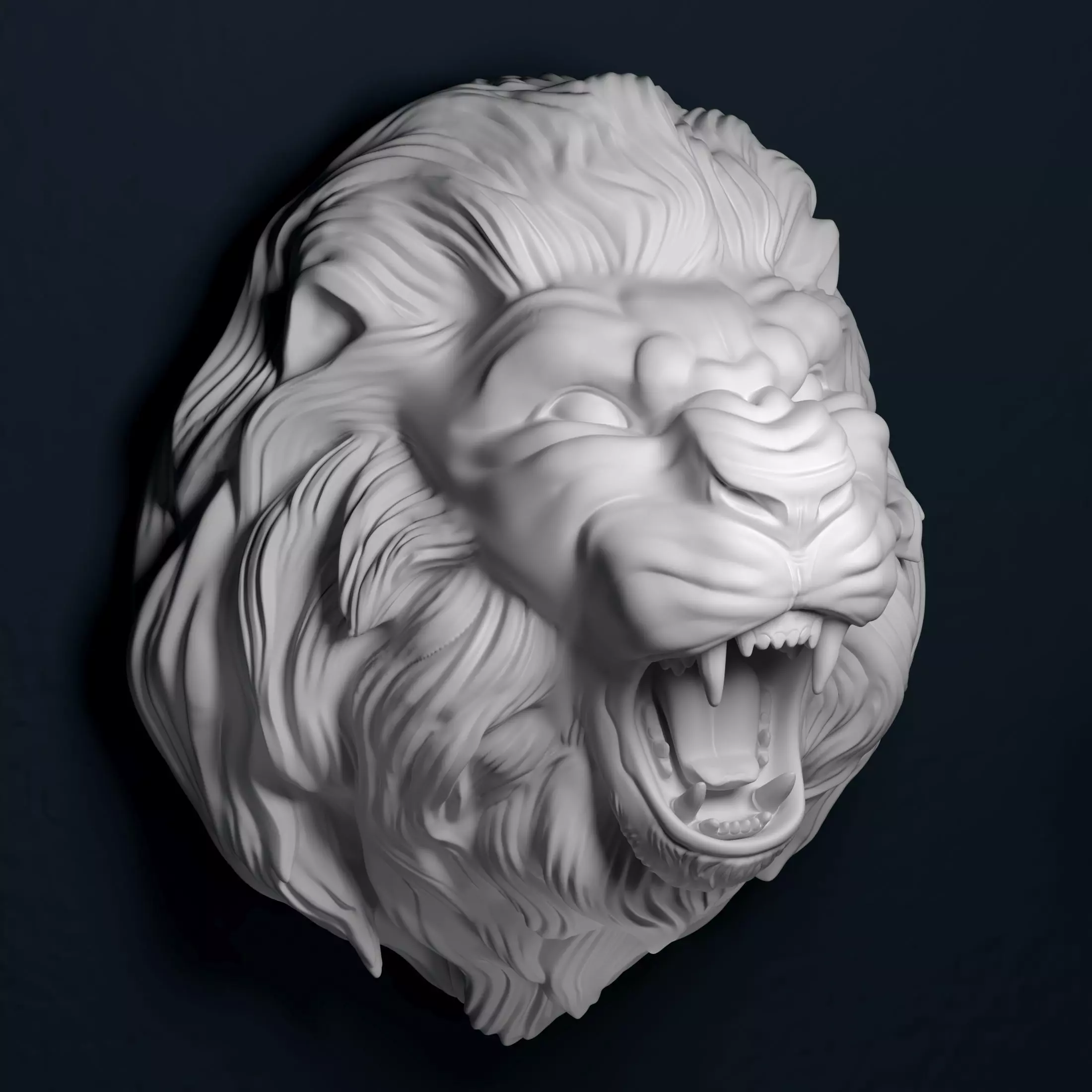 Growling lion 3D print model