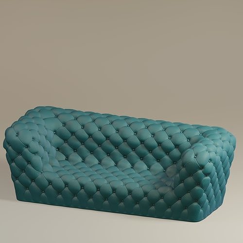 Tufted Chesterfield Sofa 3D model 2