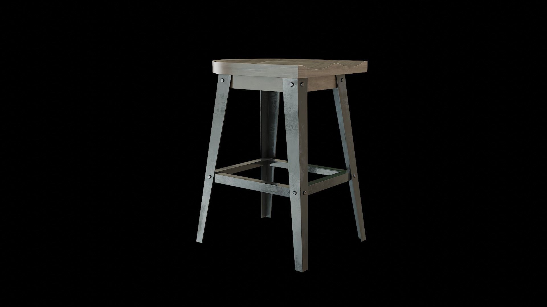 Bar Chair 02 Low-poly 3D model_1