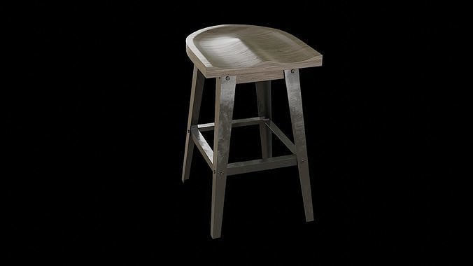 Bar Chair 02 Low-poly 3D model